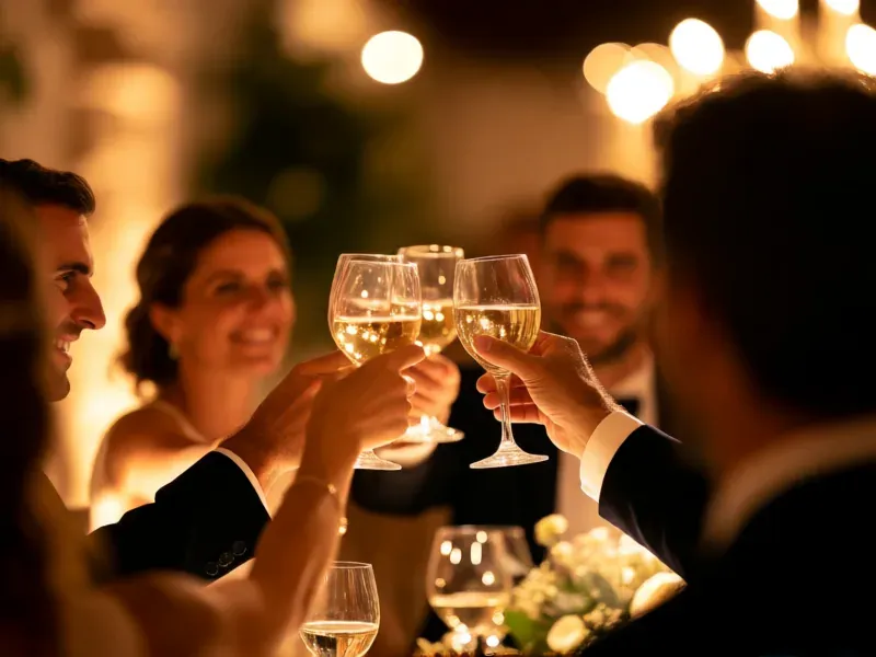 invitados brindando en un banquete de boda