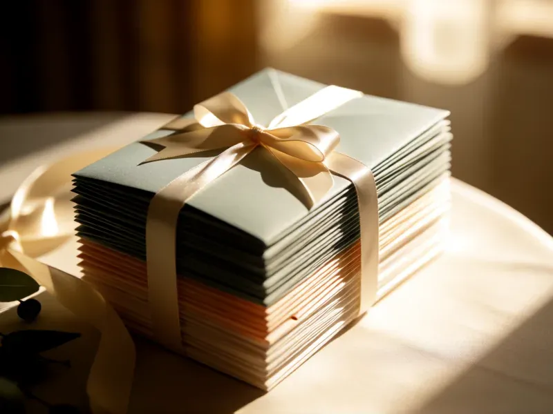 sobres de regalo de boda atados con cinta