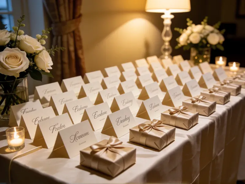 mesa de bienvenida con detalles para invitados
