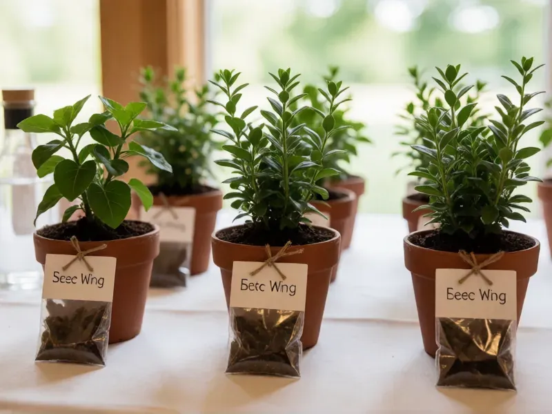 plantas y semillas como detalles ecológicos de boda