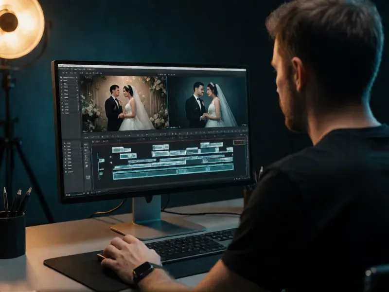 edición con etalonaje de un vídeo de boda