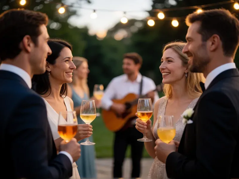 invitados en el cóctel de una boda con música en directo