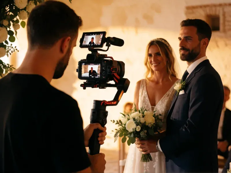 wedding videographer filming a ceremony